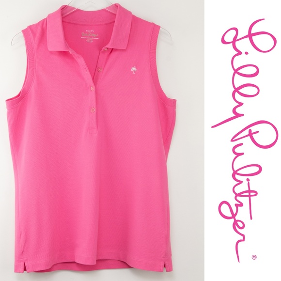 Lilly Pulitzer Tops - Lilly Pulitzer Pink Chic Fit Sleeveless Polo XL